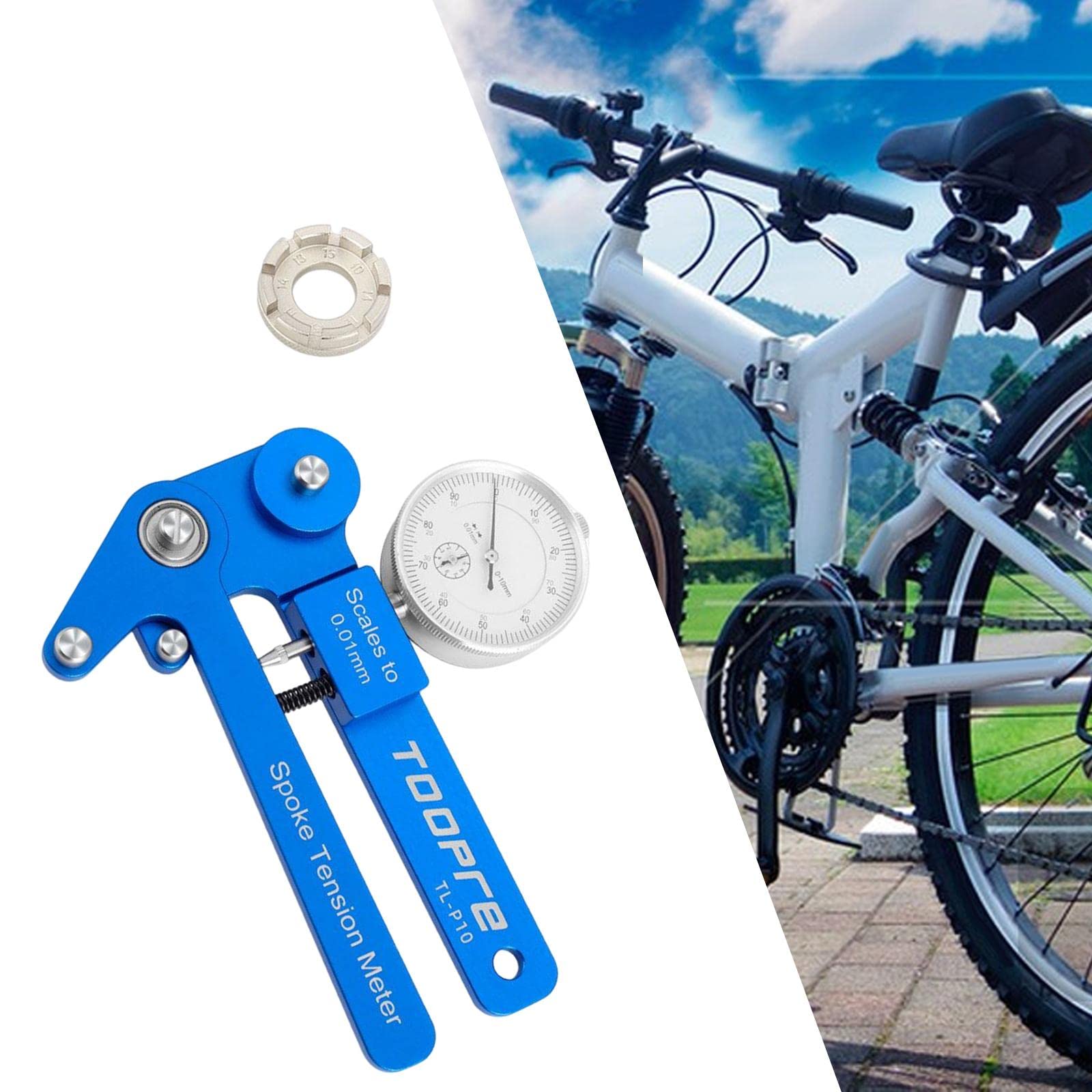 rockible Bike Spoke Tension Meter Measuring Tool Professional Mountain Bike Rim Adjustment Tensiometer Bike Wheel Repair Tool Bike Accessory Portable, Mechanical Meter