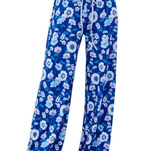 X-Image Womens Plus Size Yoga Sweatpants Wide Leg Pajamas Pants Comfy Drawstring Workout Joggers Pants Flower, XXX-Large