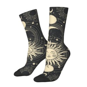 aowula moon and sun socks for men/women gift novelty crew funny crazy tube socks