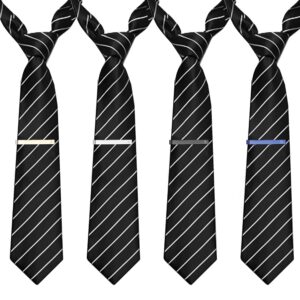 LOYALLOOK Initial Tie Clips for Men Set Tie Bar Black Blue Gold Silver Tie Clip Gift for Men Husband Letter R