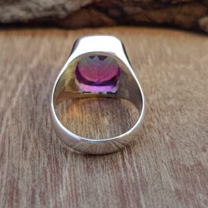 Mens Women Ring, Watermelon Tourmaline Ring, Signet Ring, 925 Solid Sterling Silver Ring, Tourmaline Quartz Ring, Bohemian Ring, Handmade Ring, Gift Ring (925 Solid Silver, 10.25)