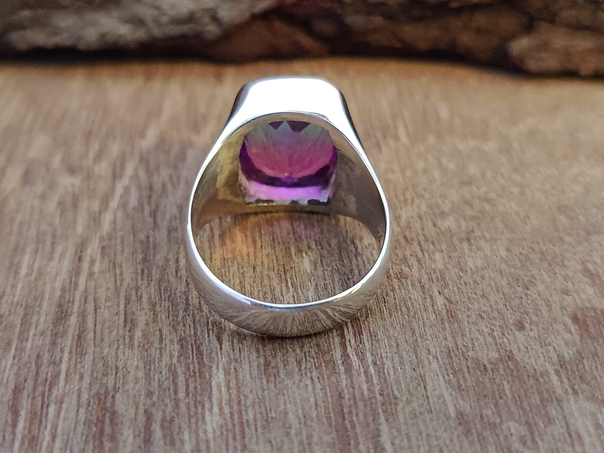 Mens Women Ring, Watermelon Tourmaline Ring, Signet Ring, 925 Solid Sterling Silver Ring, Tourmaline Quartz Ring, Bohemian Ring, Handmade Ring, Gift Ring (925 Solid Silver, 10.25)