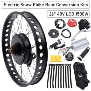 TQSHOoP 26" E-Bike Conversion Kit, 48V 1500W Electric Bike Rear Wheel Hub Motor Conversion Kit with LCD Display, Electric Bicycle Hub Motor Kit for Fat Tire