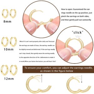 Cuicanstar 9 Pairs Chunky Gold Hoop Earrings Lightweight 14K Gold Hoops Earrings Minimalist Cubic Zirconia Huggie Earrings Set for Women