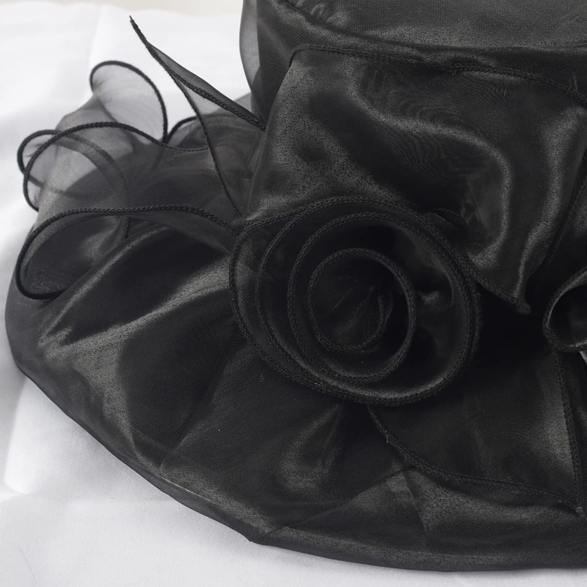 FORBUSITE Women Kentucky Derby Hats Black Church Wedding Bridal Cocktail Hat with Organza Flower