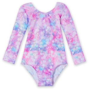 Domusgo Gymnastics Leotard for Girls Size 6-7 Years Old Pink Rainbow Loves Ballet Dancewear Sparkle Nenon Love Heart Outfits for Team Sport Hotpink