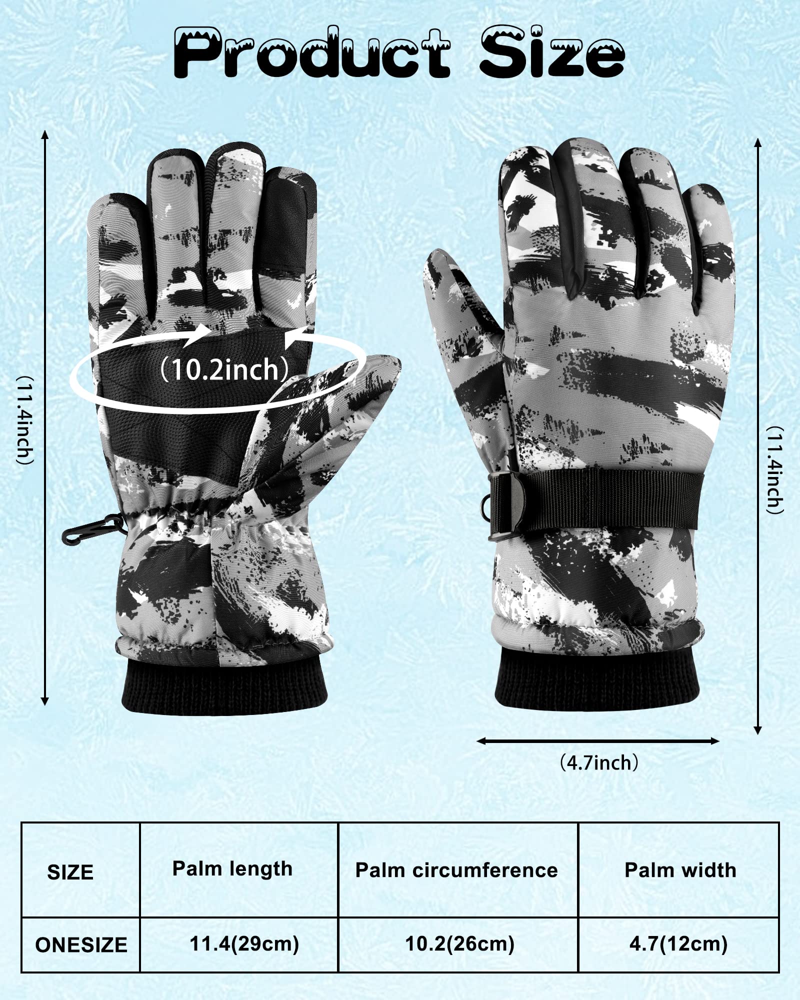 ONESING Ski Gloves Men Snowboard Gloves Waterproof Touchscreen Gloves Warm Winter Snow Gloves for Men Women Cold Weather