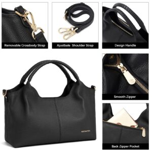 BOSTANTEN Genuine Leather Purses for Women Designer Handbags Crossbody Shoulder Bags Top Handle Satchel Black