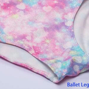 Domusgo Gymnastics Leotard for Girls Size 6-7 Years Old Pink Rainbow Loves Ballet Dancewear Sparkle Nenon Love Heart Outfits for Team Sport Hotpink