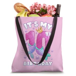 10th birthday, girl, mermaid fin, number 10 Tote Bag