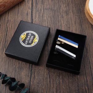 LOYALLOOK Initial Tie Clips for Men Set Tie Bar Black Blue Gold Silver Tie Clip Gift for Men Husband Letter R