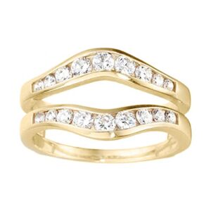 Seemadiamondimpex 1.00 Ct Round Cut Diamond 14K Yellow Gold Plated Solitaire Enhancer Contour Ring Guard (8.5)