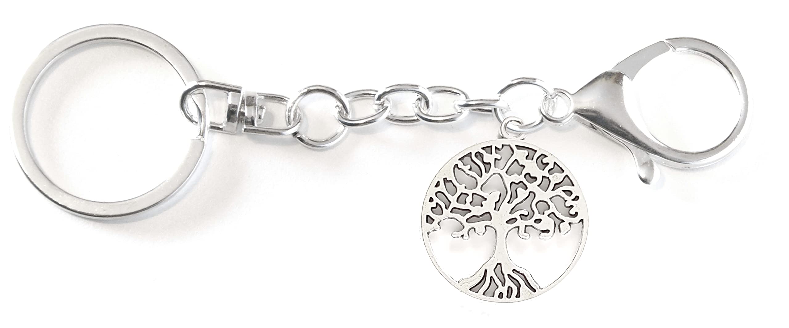 Tree Of Life Keychain - Filigree Patterned Tree Charm - Swivel Keyring and Clip - Family Key Chain - Handmade by Green Acorn Kitchen