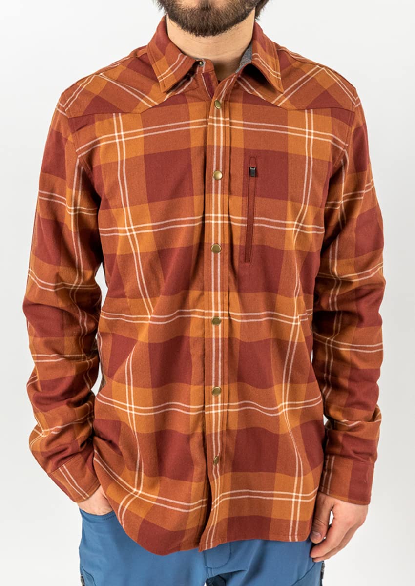 Club Ride Men's Griffin Flannel Shirt Jacket - Rugged Elegance, All-Day Comfort - Ideal for Biking and Casual Wear - Spiced Auburn - Large