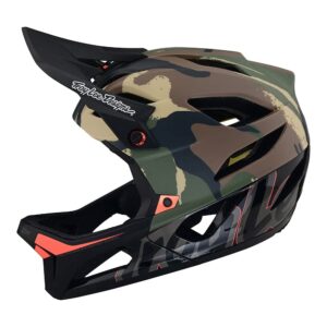 troy lee designs stage signature camo full face bicycle helmet for max ventilation lightweight mips epp eps racing downhill dh bmx mtb - adult men women (army green, xs/sm)