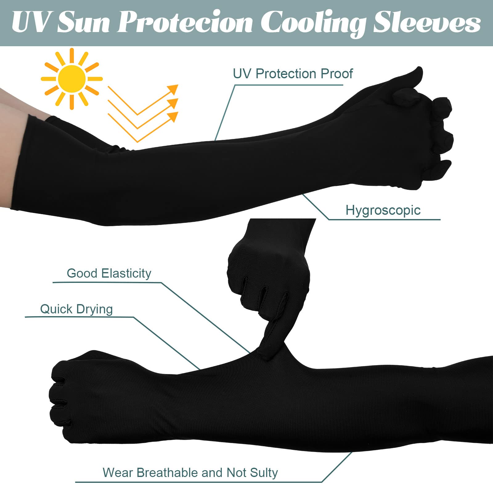 Tisancy 4 Pairs Women UV Long Sun Protection Gloves Breathable Driving Gloves Non Slip Full Finger Touchscreen Block Gloves for Summer Outdoor Sports Supplies