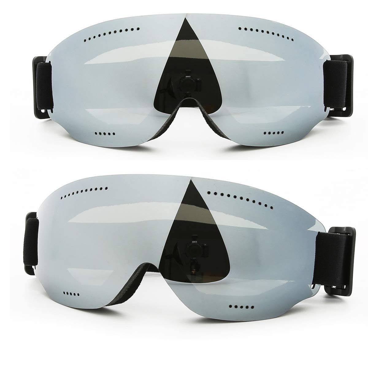 Over Glasses Ski/Snowboard Goggles for Men, Women & Youth - 100% UV Protection (Silver Lenses)