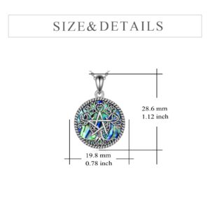 YFN Pentagram Pentacle Wiccan Necklace Sterling Silver Magic Amulet Tree of Life Necklace Star Pentagra Gothic Jewelry for Men Women