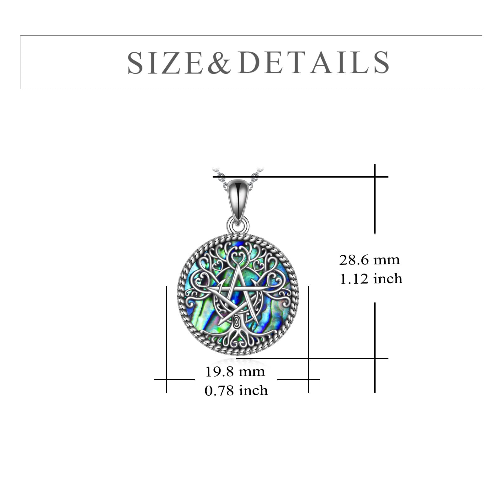 YFN Pentagram Pentacle Wiccan Necklace Sterling Silver Magic Amulet Tree of Life Necklace Star Pentagra Gothic Jewelry for Men Women