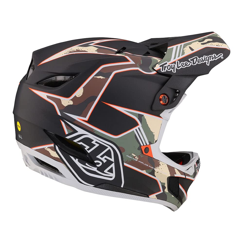 Troy Lee Designs Downhill D4 Composite Matrix Camo Full Face Bicycle Helmet for Max Ventilation Lightweight MIPS EPP EPS Racing Downhill BMX MTB DH - Adult Mens Womens Unisex (Army Green, XS)