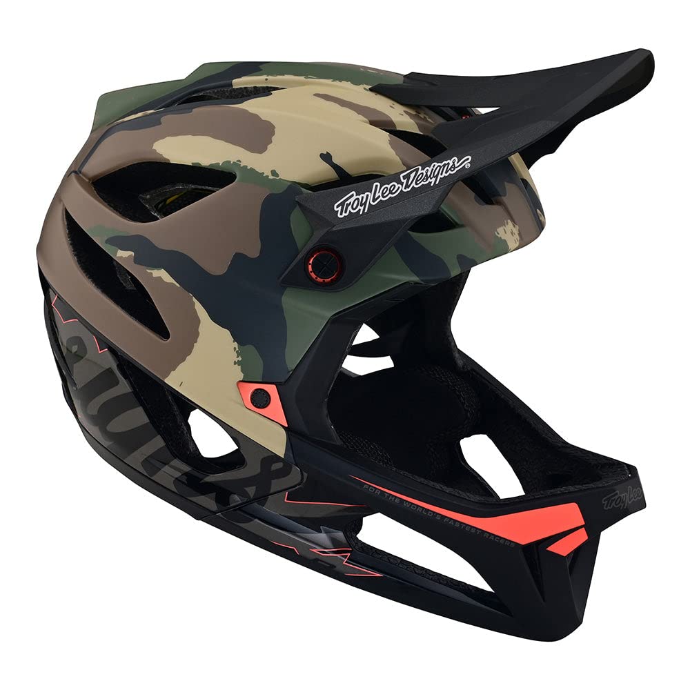 Troy Lee Designs Stage Signature Camo Full Face Bicycle Helmet for Max Ventilation Lightweight MIPS EPP EPS Racing Downhill DH BMX MTB - Adult Men Women (Army Green, XS/SM)