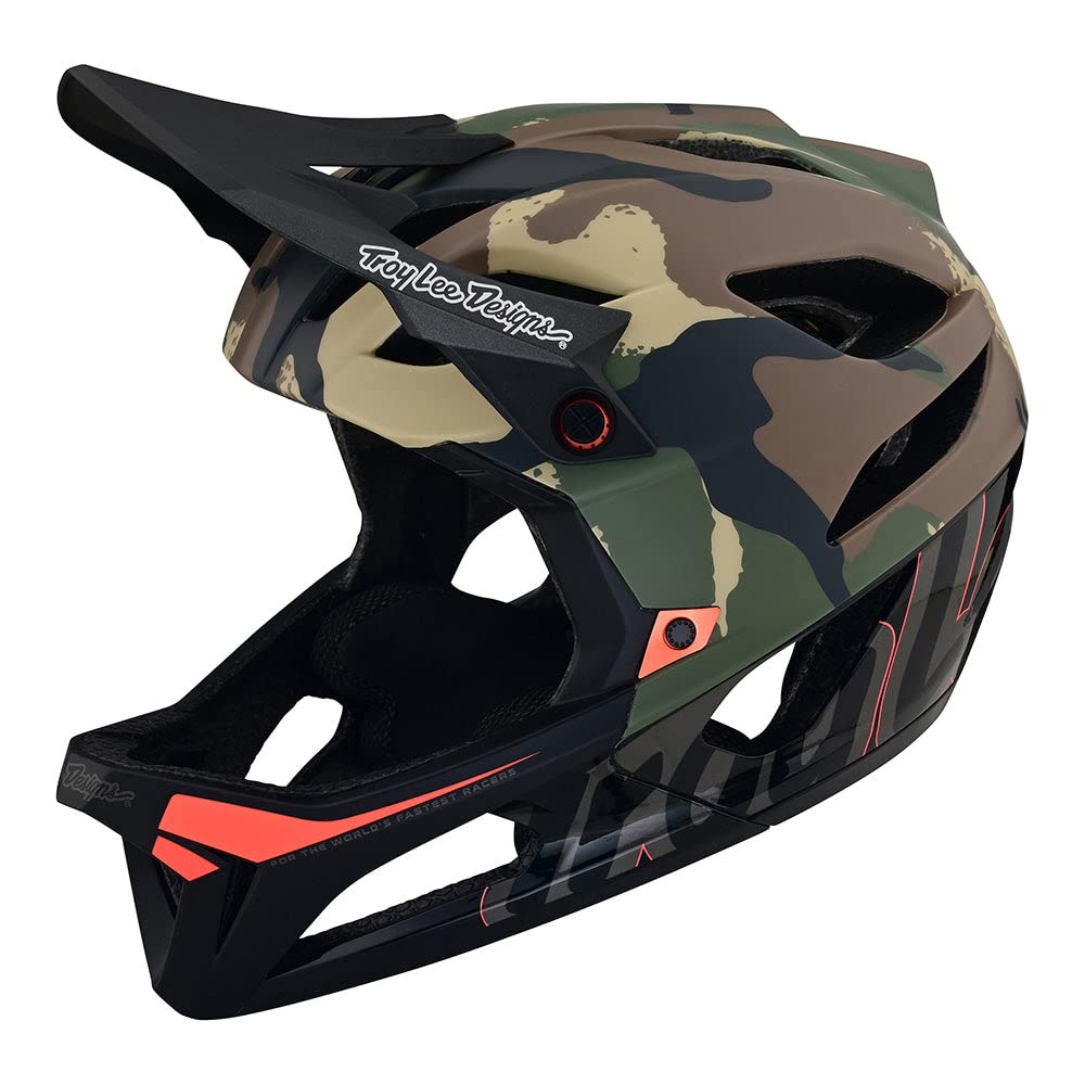 Troy Lee Designs Stage Signature Camo Full Face Bicycle Helmet for Max Ventilation Lightweight MIPS EPP EPS Racing Downhill DH BMX MTB - Adult Men Women (Army Green, XS/SM)