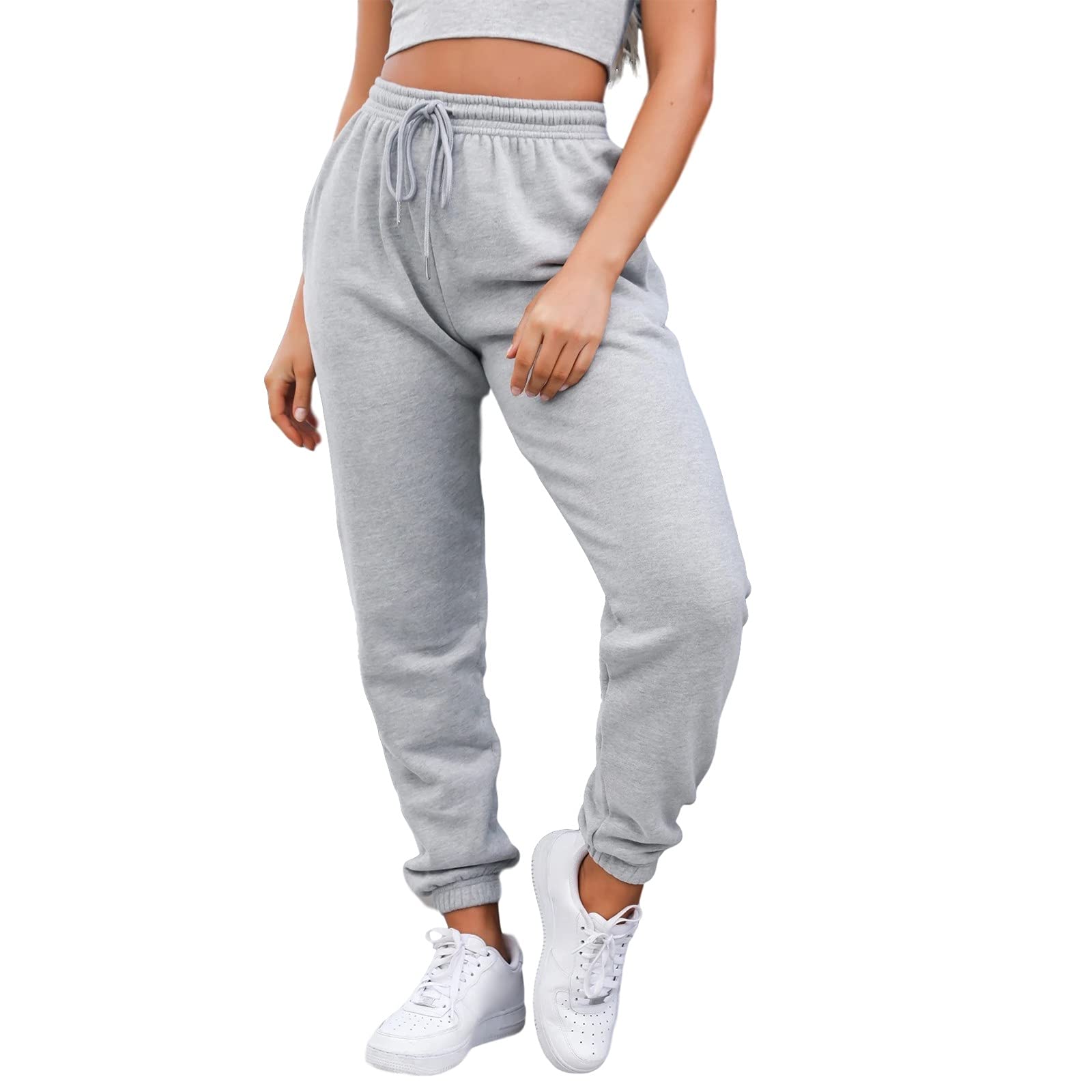 Gumipy Womens High Waisted Baggy Sweatpants Relaxed Fit Y2k Jogging Harem Pants with Pockets High Waisted Lounge Pants A-Gray