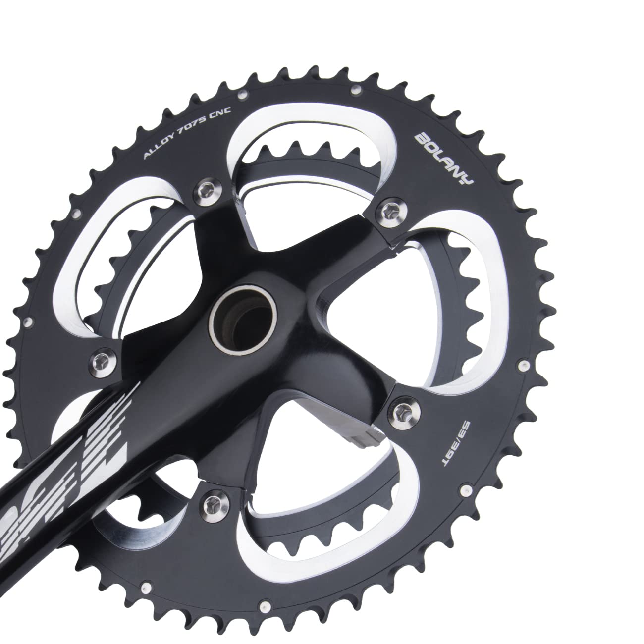 BOLANY 170mm Bike Crankset Double Speed Round 39/53T Chainring 130BCD Hollow Integrated 9S/10S with Bottom Bracket Fit for Road Bike Cranksets