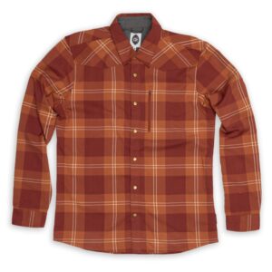 club ride men's griffin flannel shirt jacket - rugged elegance, all-day comfort - ideal for biking and casual wear - spiced auburn - large