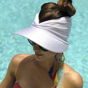 Mukeyo 2 Packs Womens Sun Visor Hat Wide Brim Summer UPF 50+ UV Protection Beach Sport Cap Black & White