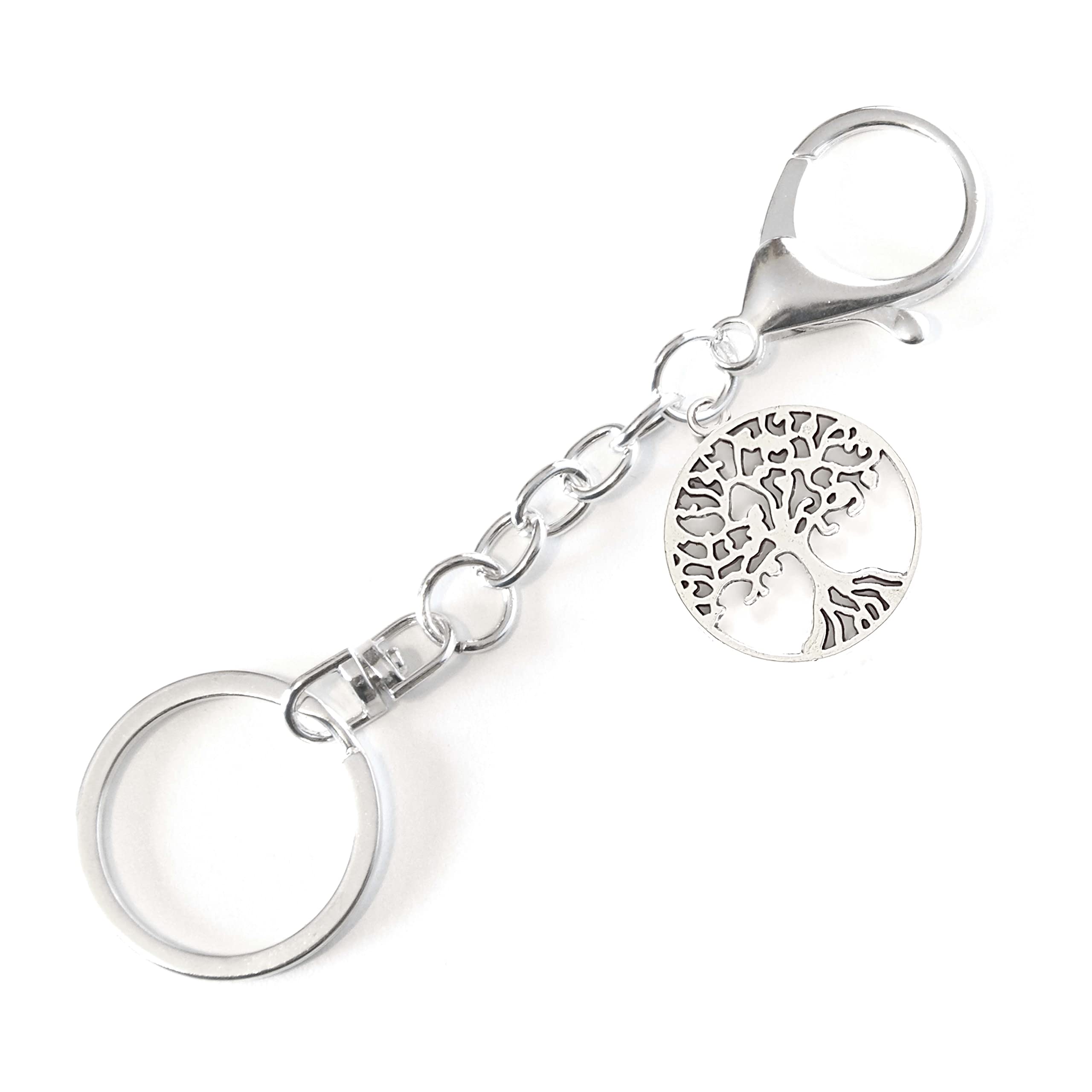 Tree Of Life Keychain - Filigree Patterned Tree Charm - Swivel Keyring and Clip - Family Key Chain - Handmade by Green Acorn Kitchen