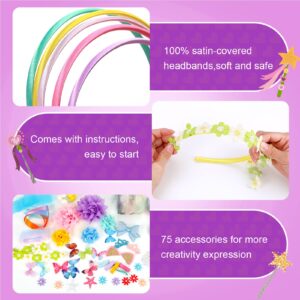 Karsspor 100 PCS Headband Making Kit for Girls, Make Your Own 20 Headbands + 5 Hairpins, Value Headband Kit for Girls, DIY Girls Hair Accessories, Arts and Crafts Gift for Ages 6+