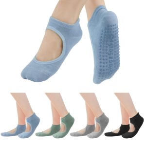 hicdaw 4 pairs yoga socks pilates socks barre ballet socks non-slip grip socks elastic workout socks for women