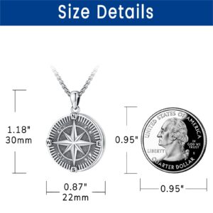 Eusense Compass Necklace 925 Sterling Silver Jewelry Compass Locket Necklace for Women Picture Locket Necklace that Holds Pictures Compass Jewelry Compass Pendant Necklace for Men