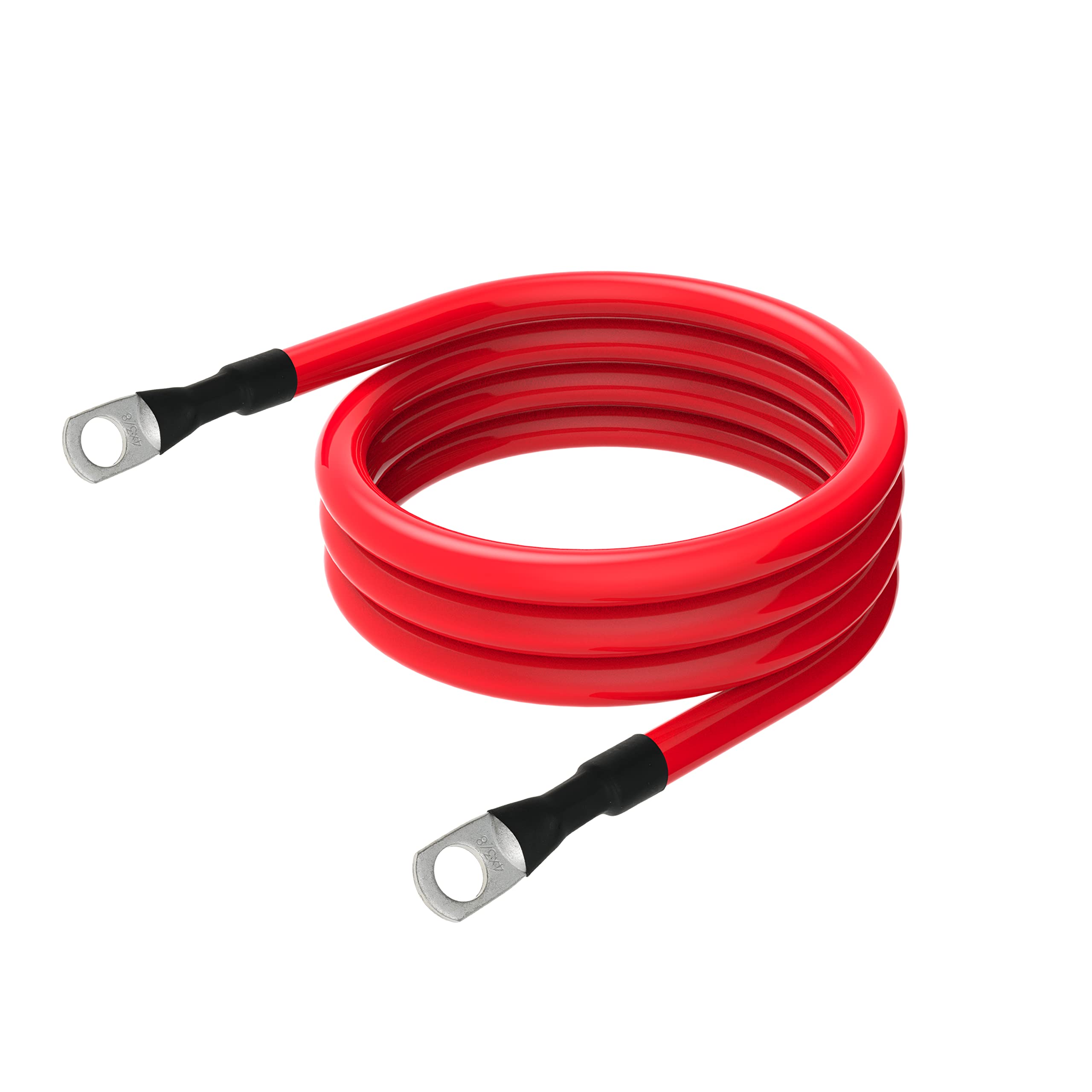 4 AWG Battery Cable 4AWG Gauge Pure Copper Battery Inverter Cables with 3/8 in Lugs Both Ends Power Inverter Wire Set for Automotive Solar Marine Boat RV Car Motorcycle Red and Black (6ft)