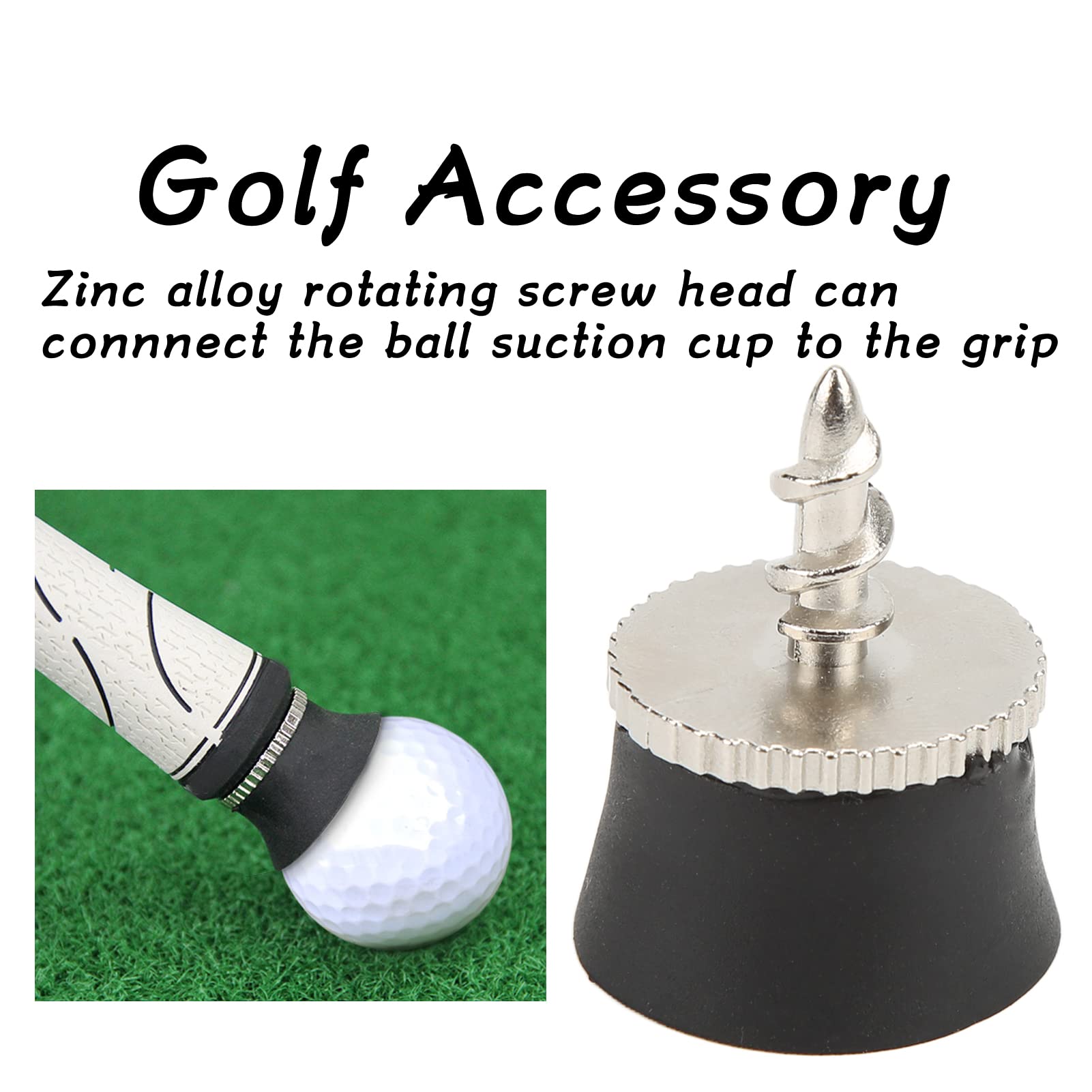 Golf Ball Pick Up, Zinc Alloy Retriever Suction Cup Golf Putter Grabber Head for Club Training Practice