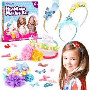 Karsspor 100 PCS Headband Making Kit for Girls, Make Your Own 20 Headbands + 5 Hairpins, Value Headband Kit for Girls, DIY Girls Hair Accessories, Arts and Crafts Gift for Ages 6+