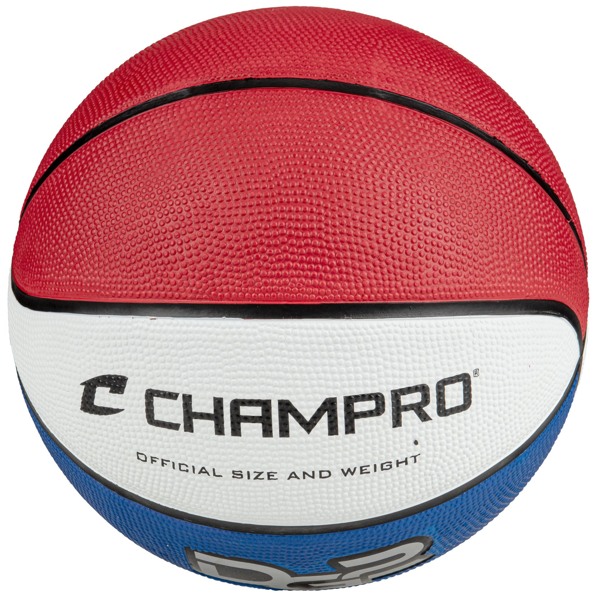 Champro Dura-Grip 230 Rubber Basketball, Women's Size 28.5, Red, White, and Blue