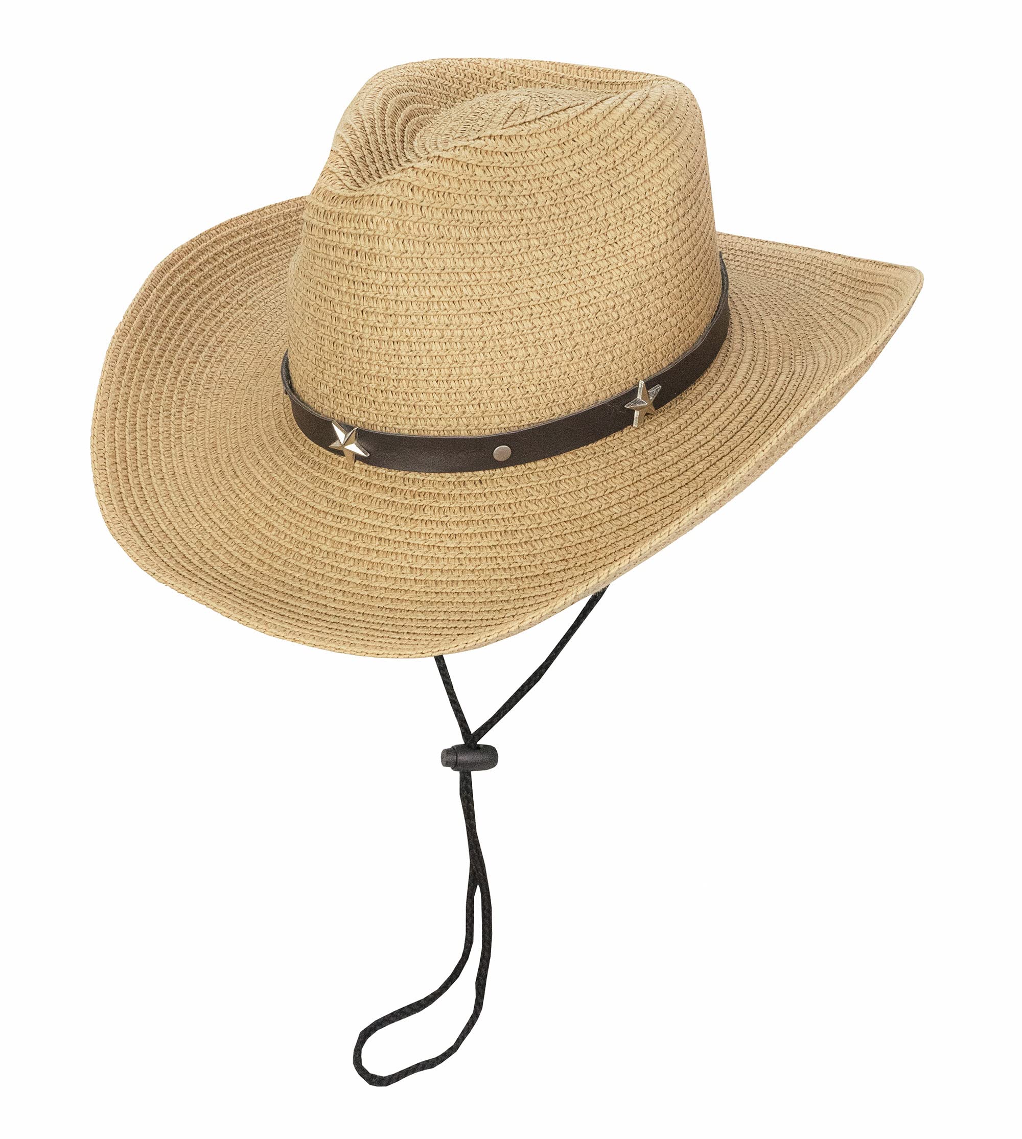 Straw Cowboy Cowgirl Hat for Men Women Wide Brim Sun Hat Western Style with String Khaki