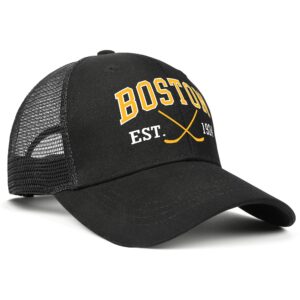 Boston Hat Mens Women Embroidered Baseball Caps Mesh Trucker Hat Youth Adjustable Snapback Black Hat Sports Fan Apparel Gifts