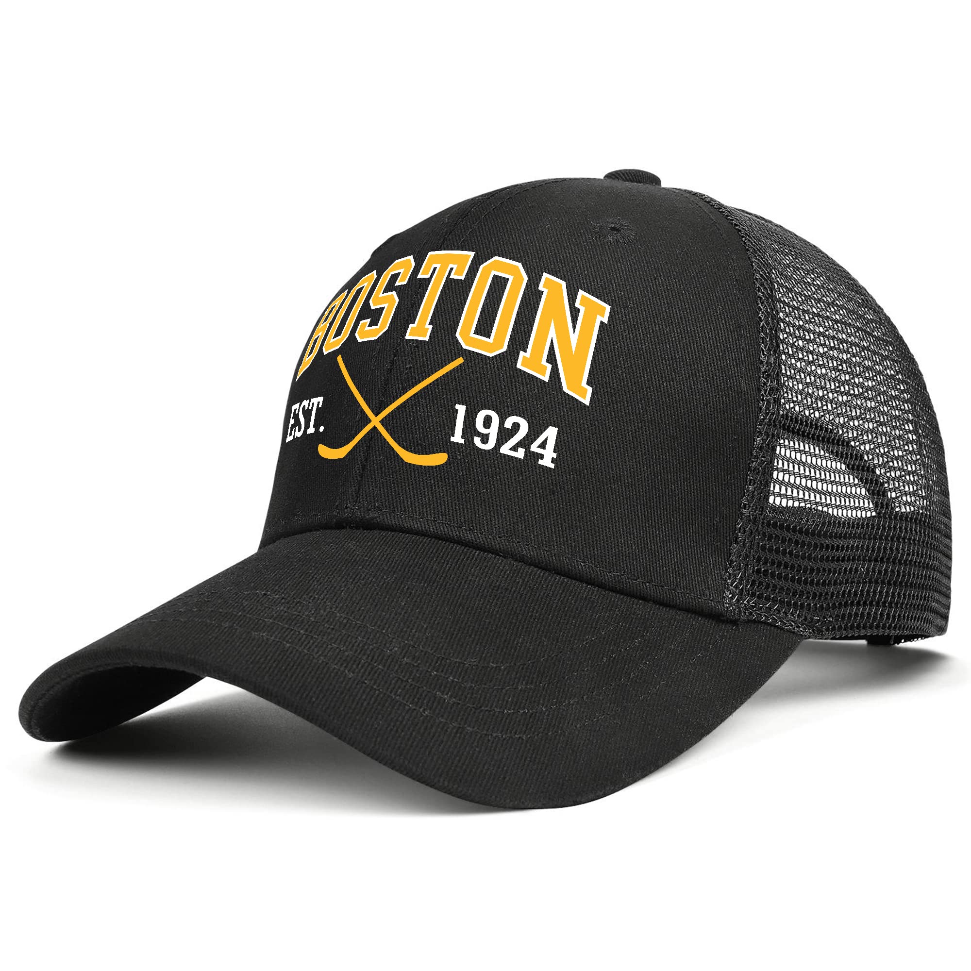 Boston Hat Mens Women Embroidered Baseball Caps Mesh Trucker Hat Youth Adjustable Snapback Black Hat Sports Fan Apparel Gifts