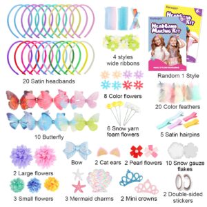 Karsspor 100 PCS Headband Making Kit for Girls, Make Your Own 20 Headbands + 5 Hairpins, Value Headband Kit for Girls, DIY Girls Hair Accessories, Arts and Crafts Gift for Ages 6+