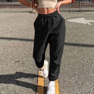 Womens Sweatpants Baggy High Waisted Fall Pants Cinch Bottom Joggers with Pockets Y2k Cotton Athletic Trousers