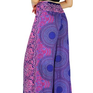 Your Cozy Harem Pants Yoga for Women Palazzo Beach Wear Wide Leg Boho Hippie Bohemian Aladdin Genie (Pink Blue Sunflower_S)