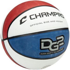 Champro Dura-Grip 230 Rubber Basketball, Women's Size 28.5, Red, White, and Blue