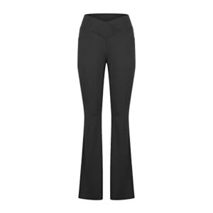 XUNRYAN Leggings for Women Bootcut Yoga Pants High Waisted Flare Leggings Palazzo Work Athletic Workout Yoga Pants w Pocket Black