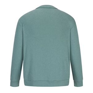 Men's Quarter Zip Pullover Premium Cashmere Long Sleeve Lightweight Mock Neck Shirt Tops Comfort Golf Running Sweatshirt Green