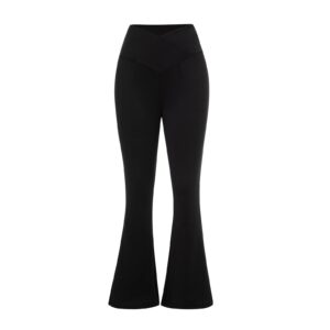 Women's Wide Leg Bootcut Yoga Pants Cross High Waisted Workout Lounge Palazzo Flare Leggings (Black, M)