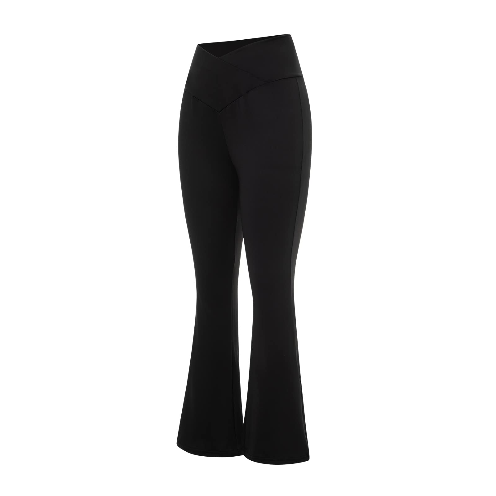 Women's Wide Leg Bootcut Yoga Pants Cross High Waisted Workout Lounge Palazzo Flare Leggings (Black, M)