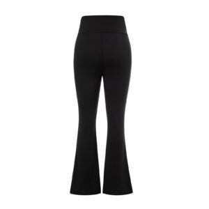 Women's Wide Leg Bootcut Yoga Pants Cross High Waisted Workout Lounge Palazzo Flare Leggings (Black, M)